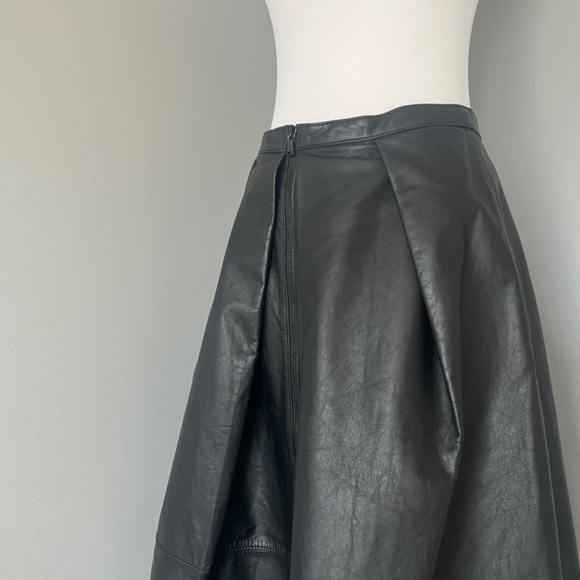 Tibi Leather Full Pleated Zip A-line Black Cocktail Skirt - Picture 10 of 15